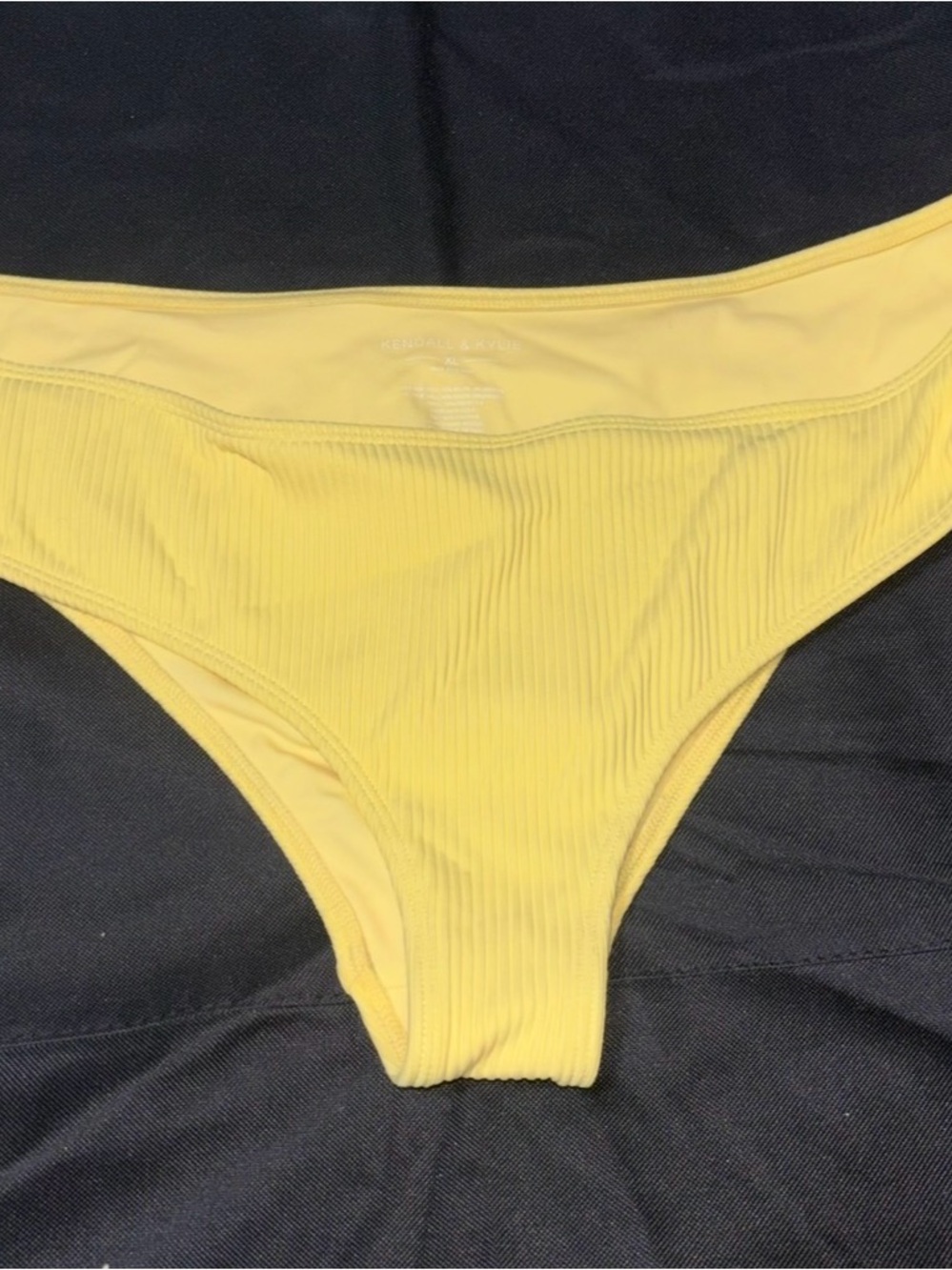 Kendall & Kylie Bright Yellow Ribbed Bikini Bottom